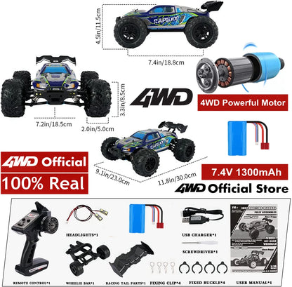 4WD 1:16 80KM/H Super Brushless 50KM/H Brushed RC Car 4x4 Off Road Remote Control High Speed Drift Racing Truck Buggy Toy Gift