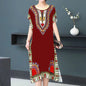 Casual Elegant Bohemian Printed Ethnic Style Retro Floral Woman Summer Street Wear Batwing Sleeve Loose Tunic Maternity Dress