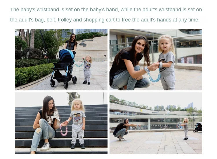 2-meter Lock Key for Infants Young Children Anti Loss Traction Rope for Anti Loss Bracelet for Children and Baby Safety Belt
