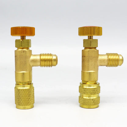 Air Conditioning Refrigerant Safety Valve R410A R22 1/4" 5/16" Refrigeration Charging Safety Liquid Adapter Hand Tool Parts