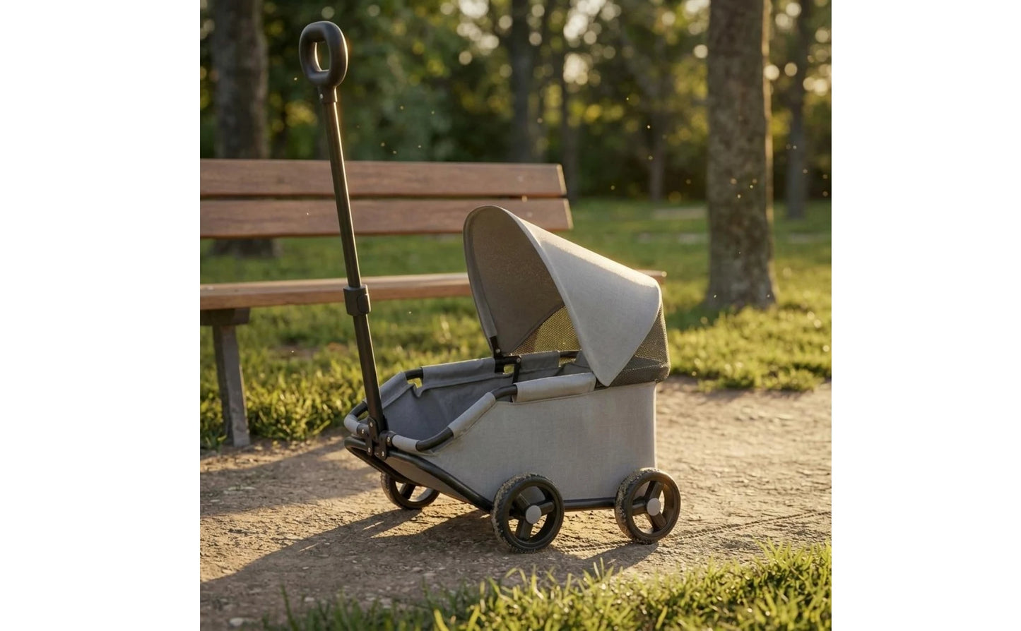 Foldable Pet Stroller Telescoping Handle Lightweight Pet Stroller Rolling Carrier Canopy Transport Body