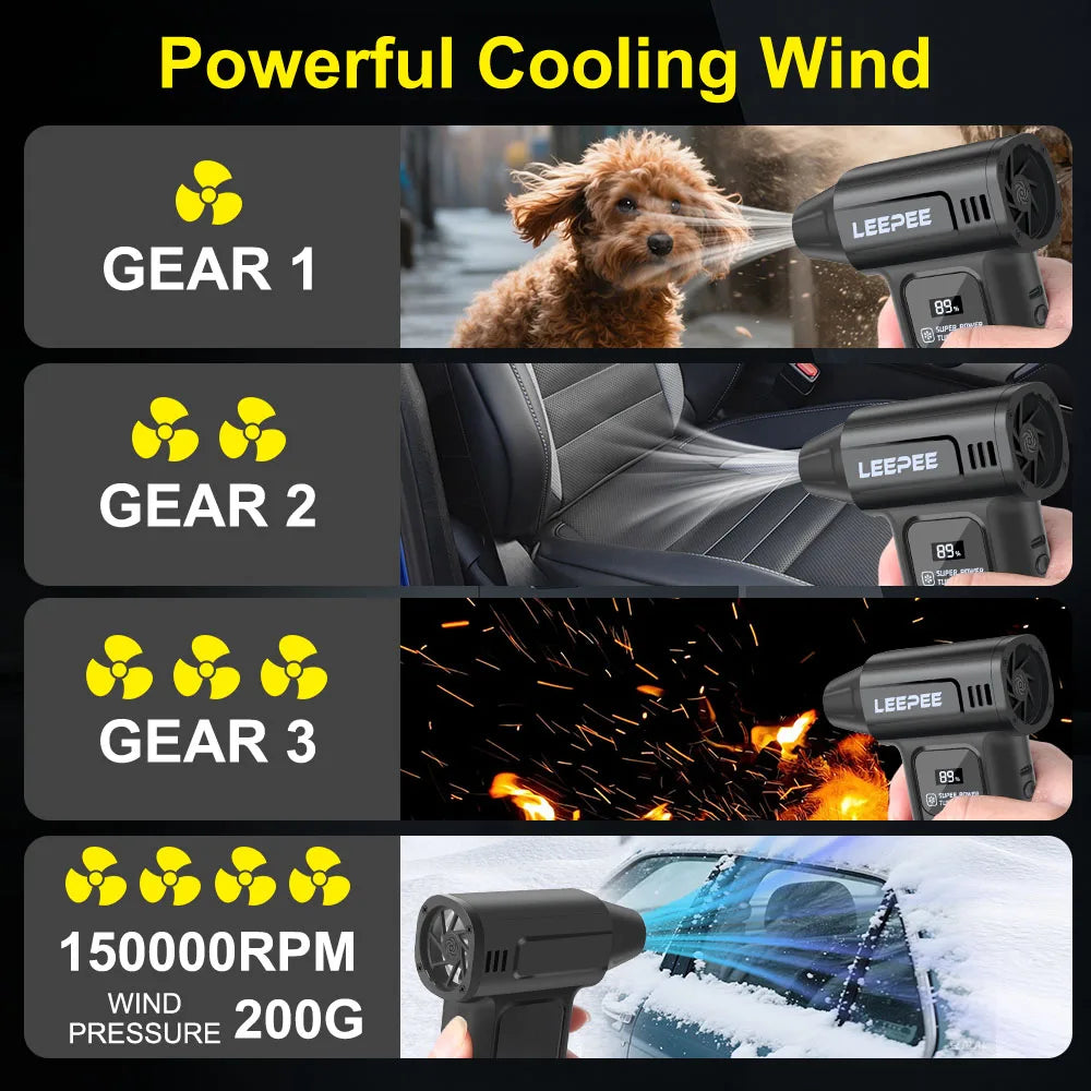 Blower Car Vacuum Cleaner Turbo Fan Violent Jet Fan Cleaning Blowing Tools Auto Dust Collector Portable Air Duster Hair Dryer