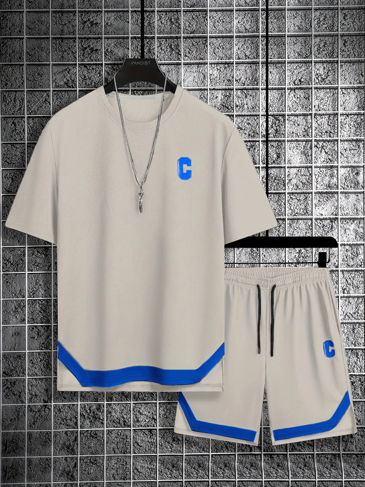 New European & American Style Men's Summer Loose-Fit Set Men's Crew Neck Short-Sleeve Top & Athletic Casual Shorts Two-Piece Set