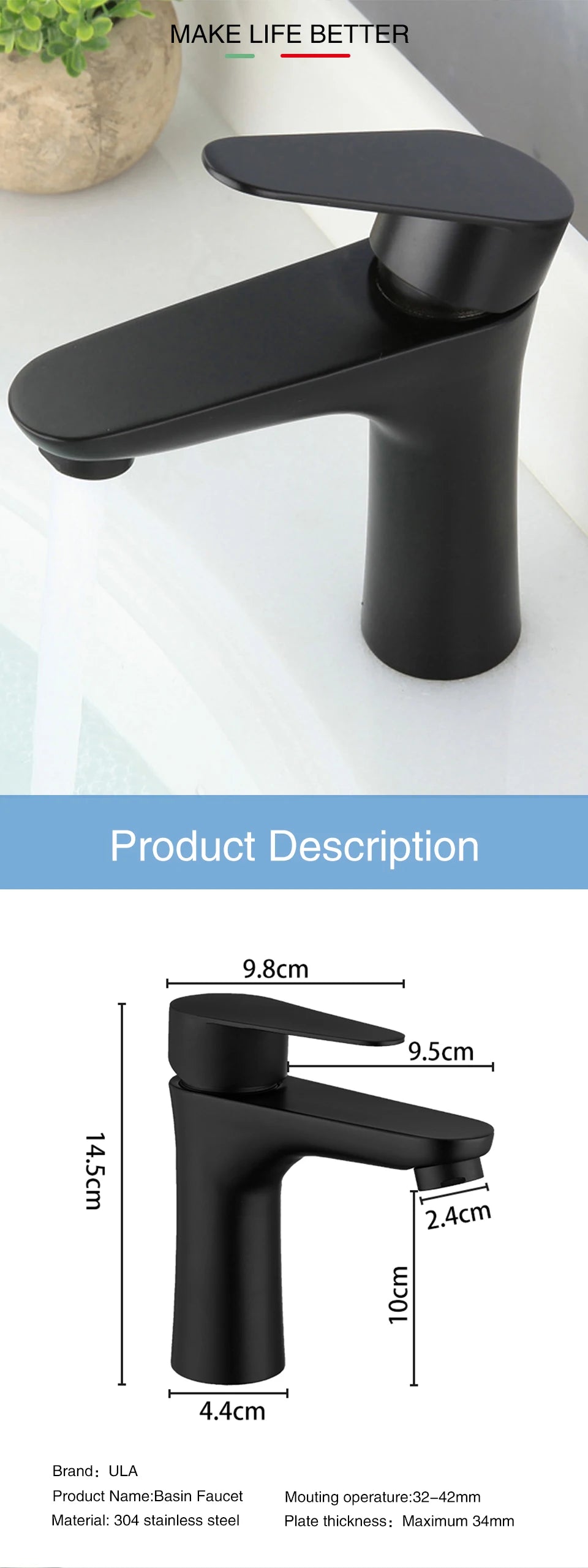 ULA G1/2 Basin Faucet Waterfall Bathroom Sink Faucet Hot Cold Water Mixer Tap Deck Mounted Bathroom Tap Crane Washbasin Tap