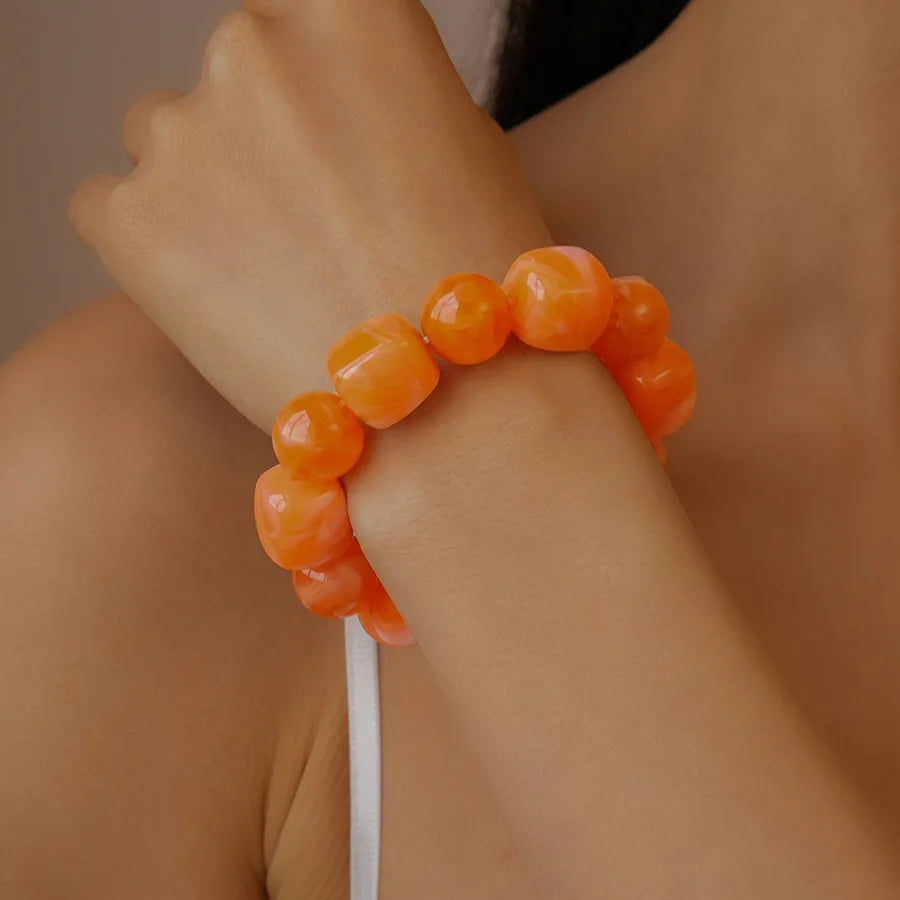 Acrylic Irregular Square Round Beaded Bracelet Bangle for Women Imitation Stone Chain Bracelet Hand Accessories Couple Gifts K