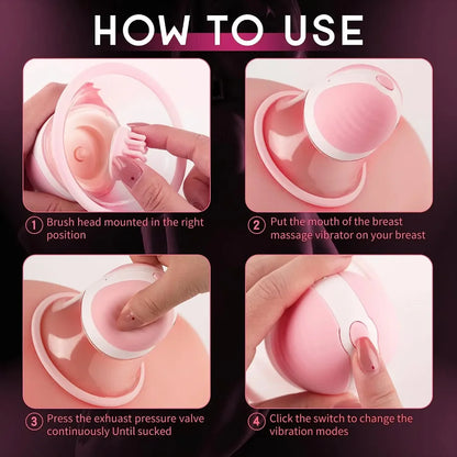 Breast Massage Nipple Sucking Vibrator  10 Vibration Rotation Modes Strong Manual Sucking Stimulator  Female Breast Stimulator