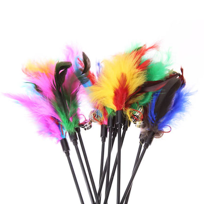 5pcs/set Interactive Funny Cat Stick Colorful Feather Cat Game Wand Exquisite Portable Creative Fashion Novelty Pet Cat Supplies