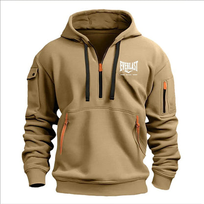 Fashion autumn and winter men's brand clothing multi-zipper design printed hoodie casual sweatshirt loose hooded jumper