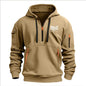 Fashion autumn and winter men's brand clothing multi-zipper design printed hoodie casual sweatshirt loose hooded jumper
