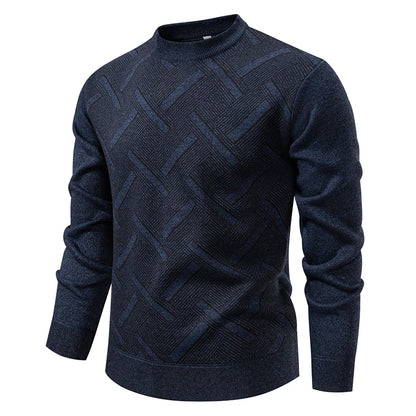 New Sweater Men Casual Knitted Pullover Solid Color Warm Regular Fit Round Neck Sweater Pullovers Mens Sweatwear