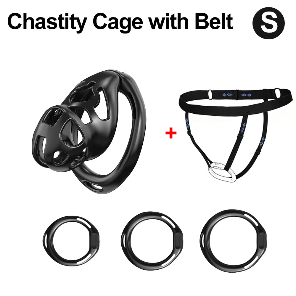 Male Chastity Cage with 3 Rings Cock Cage Adult Sex Toy Penis Bondage Urethral Lock Male Cuckold Erotic Couple BDSM Toy Cock Cag