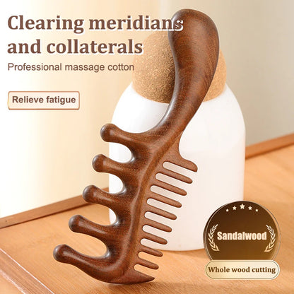 1Pcs Golden Silk Sandalwood Narrow Dual-purpose Comb Care Scalp Comb Gua Sha Meridian Dredging Hairdressing Tool