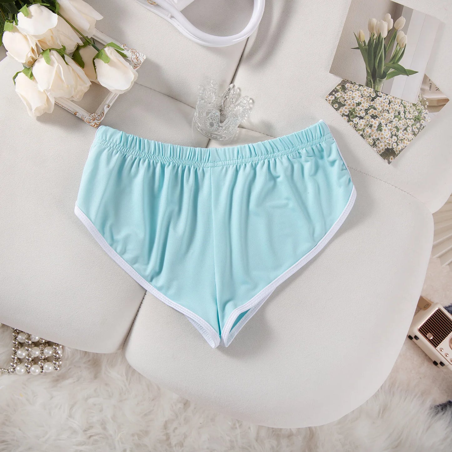 Sexy Running Elastic Sport Shorts Men's Summer Shorts Hot Pants Bar Nine Points Slim Fit Cotton Milk Silk Men's Fashion