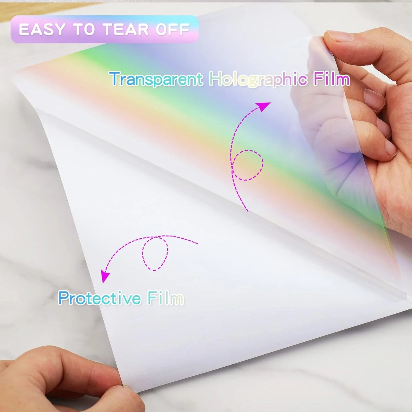 20 Sheets 6 Style A4 Holographic Cold Laminating Film Clear Waterproof Self-Adhesive Vinyl Sticker Paper 8.3x11.7 Inch