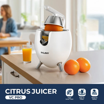 ROUNY Electric Citrus Juicer, Orange and Lemon Press with Stainless Steel Spout, BPA-Free Parts and Easy-Clean Design