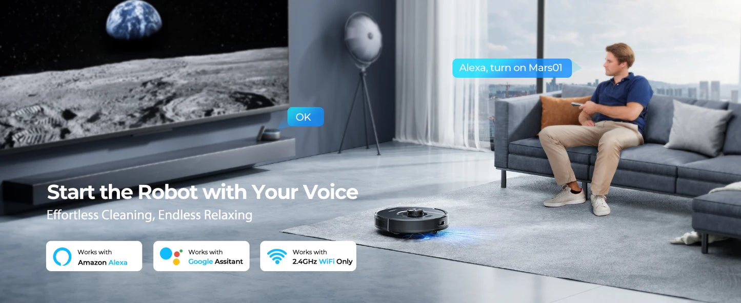 Laresar Mars01 Robot Vacuum Cleaner Mop LDS Lidar Navigation 5000Pa Smart Planned Mapping Home Floor Wash Carpet Pet Hair Clean