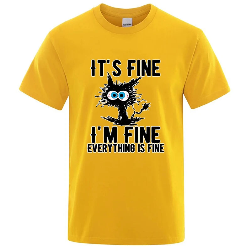 Men's High Quality T-shirt Cotton Blend Funny Cool Cat Printed T-shirt Casual Men Short Sleeve T-shirt for Men T-Shirt Male Top