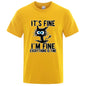 Men's High Quality T-shirt Cotton Blend Funny Cool Cat Printed T-shirt Casual Men Short Sleeve T-shirt for Men T-Shirt Male Top