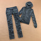 Solid Color Velvet Tracksuit 2025 Women's Zipper Top and Pants Suit Two-Piece Set