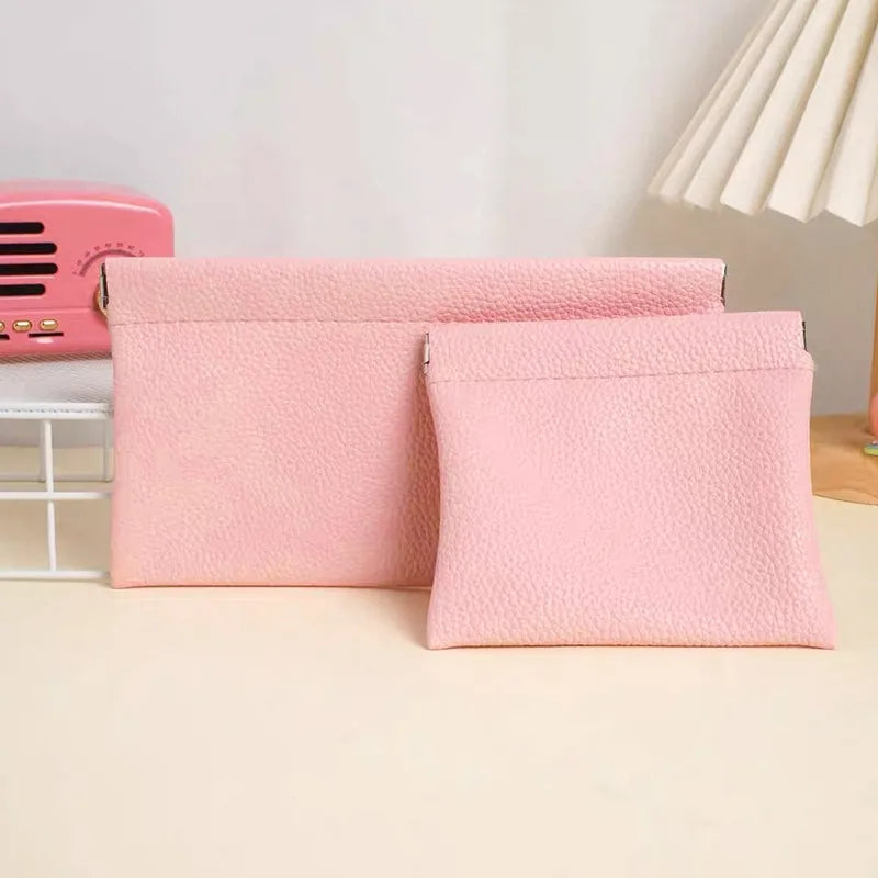 Self-Closing Artificial Leather Long Wallet Passport Driver's License ID Holder Headphone Data Cable Storage Cash Pouch
