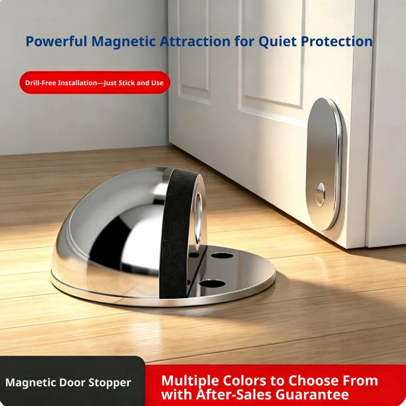 No-Drill Magnetic Door Stopper: Silicone Anti-Collision Buffer for Glass & Bedroom Doors - Windproof Floor Mount