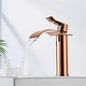 Basin Faucet Gold and White Waterfall Faucet Brass Bathroom Faucet Bathroom Basin Faucet Mixer Tap Hot and Cold Sink Faucet
