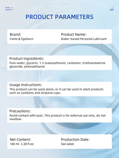 Water-Based Lubricant Safe Vaginal Anal, Wash-Free Lube for Couples, Adult Erotic Tools Compatible Condoms Toys