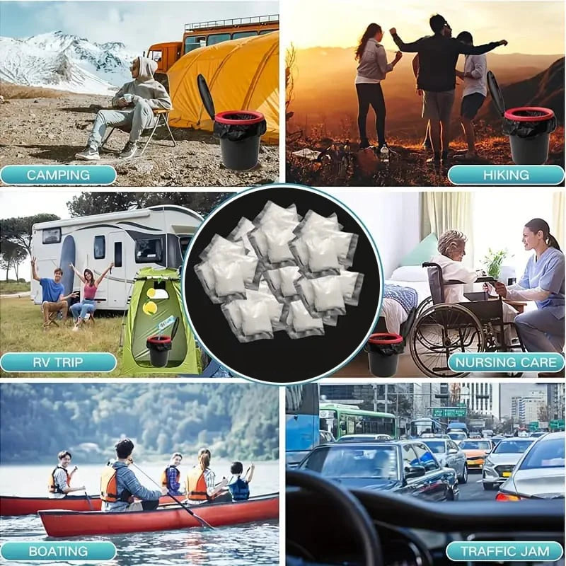 No need to unpack-[Portable | Stool Absorbent]  Outdoor portable toilet, bagged camping toilet paper, outdoor c
