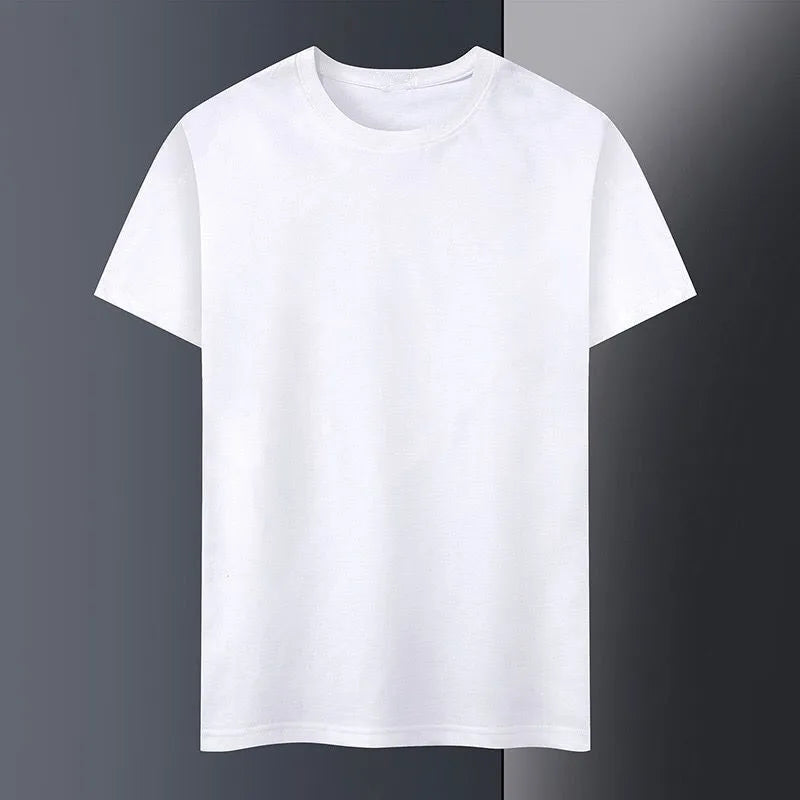 Summer Linen Set Men's Short Sleeve T-Shirt Tang Suit Style Casual Men's Wear Complete Set Lightweight Ice Silk Material