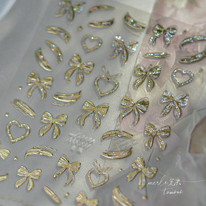 Gold Silver Metal Nail Stickers Dark Retro High-end Cross Nail Art Accessories Sticker Back Blue Nails 3D Decorations Decals DIY