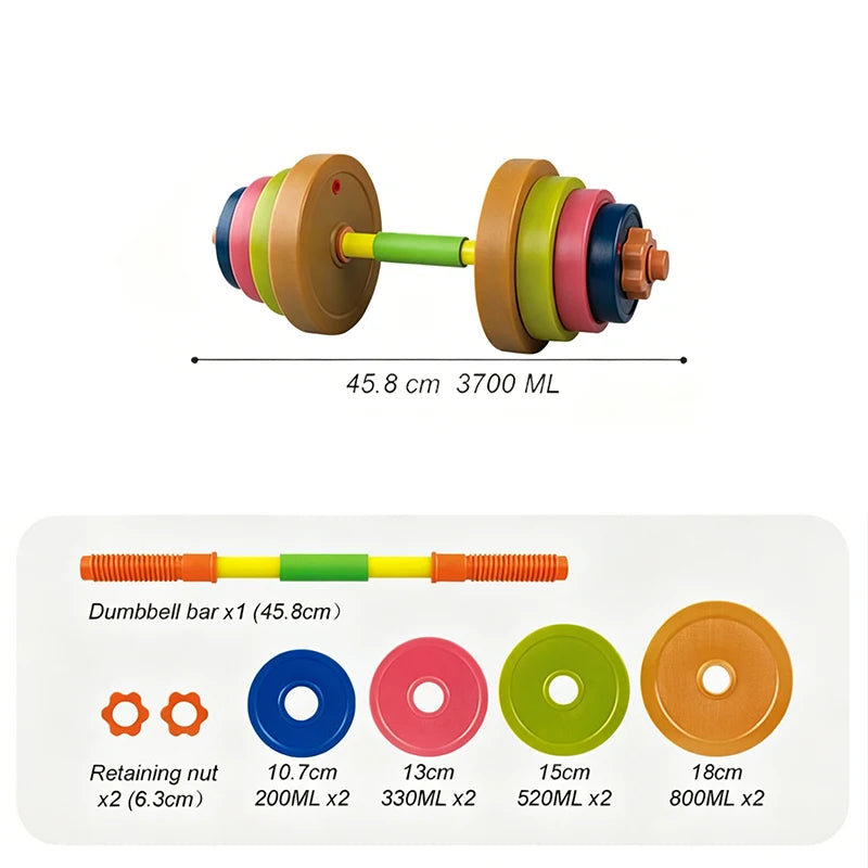 Kids Adjustable Weight Lifting Dumbbell Barbell Set Fitness Exercise Toy Indoor Outdoor Training Activity Play Equipment