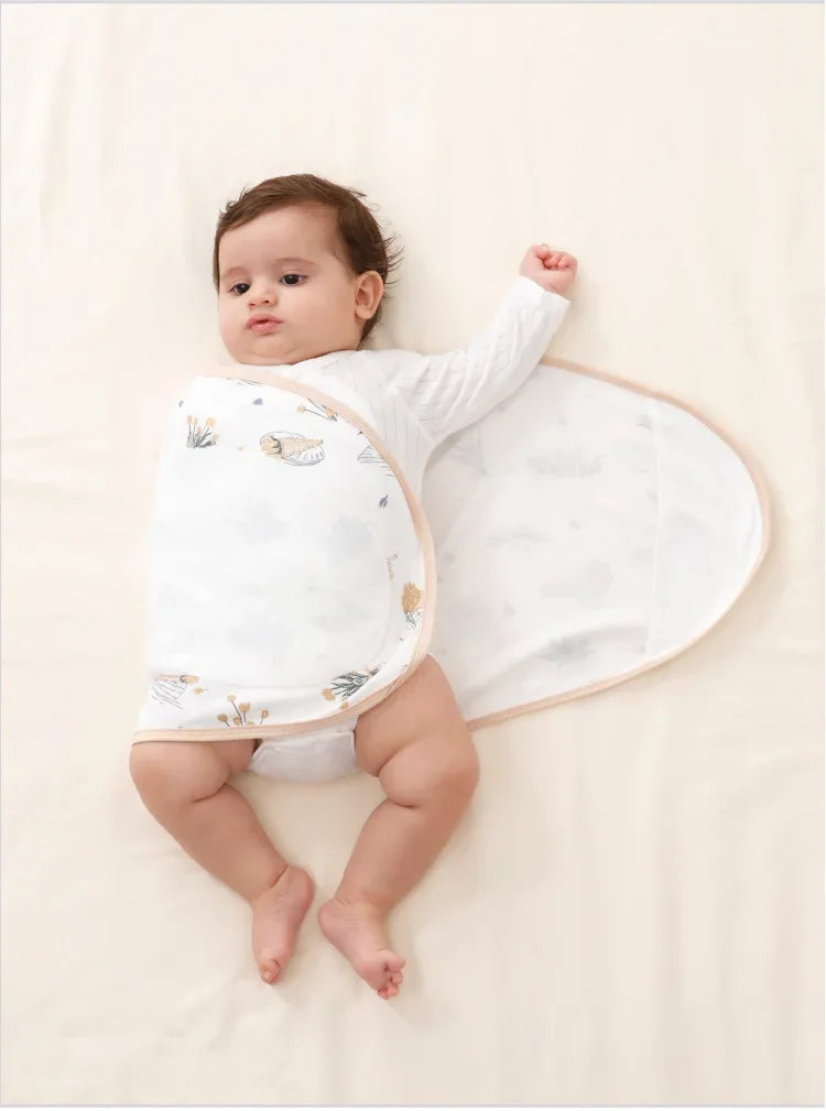 0-6 Month Cotton Baby Swaddle Wrap Anti Startle Swaddling Blanket Muslin Baby Sleeping Blanket Wrap for New Born Thin Summer