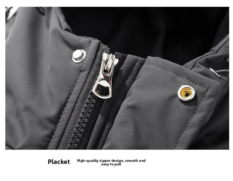 American fashion brand down jacket men's winter new solid color warm hooded bread suit cotton jacket thickened loose jacket