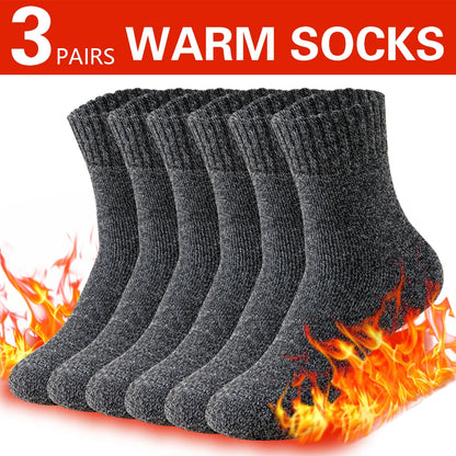 3 Pairs Winter Thick Towel Men's Socks Man's Outdoor Sports Long Socks Cold Resistant Frost Proof Snow Socks For Man Gift 39-44