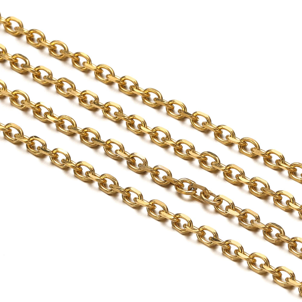 1meter Stainless Steel 18K Gold Plated Cross Chains for Diy Jewelry Making Bracelets Necklaces Accessories Supplies Wholesale