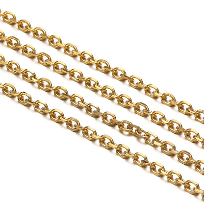 1meter Stainless Steel 18K Gold Plated Cross Chains for Diy Jewelry Making Bracelets Necklaces Accessories Supplies Wholesale