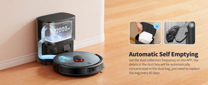Laresar L20 Robot Vacuum Cleaner 5000Pa Smart LDS Navigation Self-emptying Station APP Control Home Floor Mopping Carpet Clean