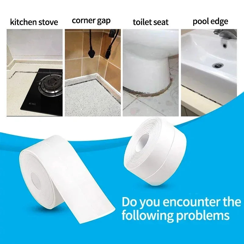 Bathroom Shower Sink Bath Sealing Tapes PVC Adhesive Sealing Strips Waterproof Wall Stickers for Bathroom Kitchen Sealant Tape