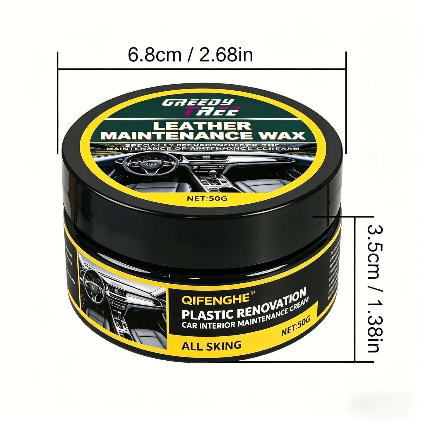 QIFENGHE Plastic Renovation Cream - Car Interior Plastic & Trim Restorer, Revives Faded Black Dashboard & Door Panels, Long-Last