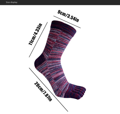 1/5 Pairs Colorful 5 Finger Socks Business Man Cotton Striped Young Casual Sweat-Absorbing Happy Party Dress Toe Short Socks