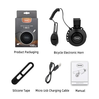 TWOOC Bicycle Electronic Horn Volume Adjustment 4 Kinds of Classic Cingtones Rechargeable 100dB Not Harsh Road Mountain Bike
