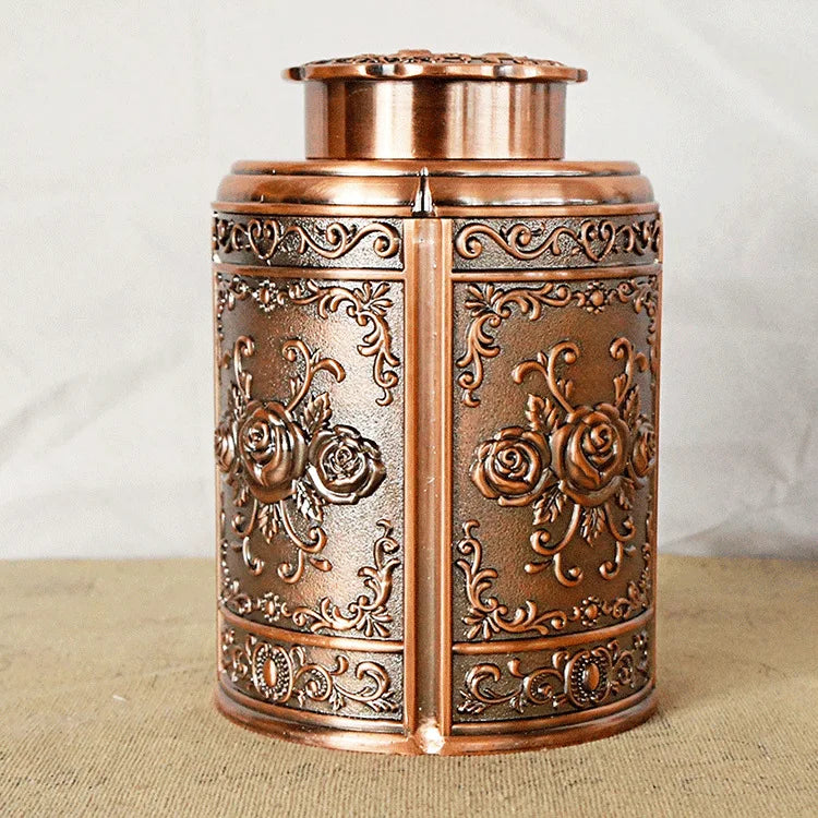 Pet Memorial Keepsake Container for Ashes Tea Canister Coffin Box for Human Ashes Metal Cremation Animal Urn Funeral Home Decor