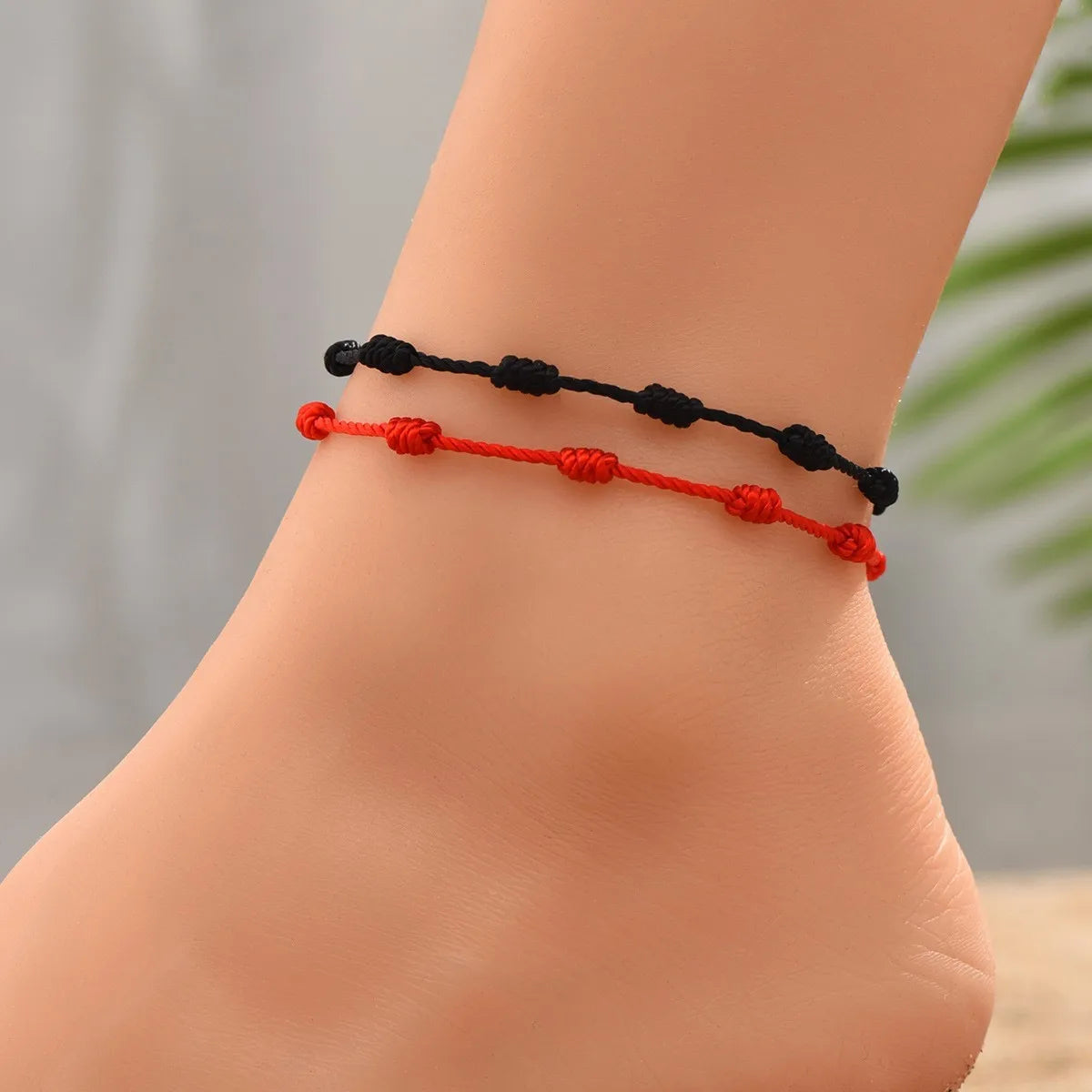 2 Pieces Red String Handmade Bracelets Black Cord Bracelet Adjustable Kabbalah Red Knot String Bracelet Amulet for Protection