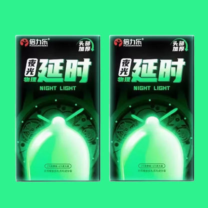 Glowing In The Dark Delayed Ejaculation Condoms For Men Funny Sex Noctilucent Ultra Thick Condom Penis Sleeves Sex Toys Tools