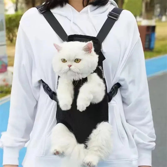Breathable Pet Dog Cat Chest Carrier Backpack Hands-free Outdoor Travel Bag for Small Pets