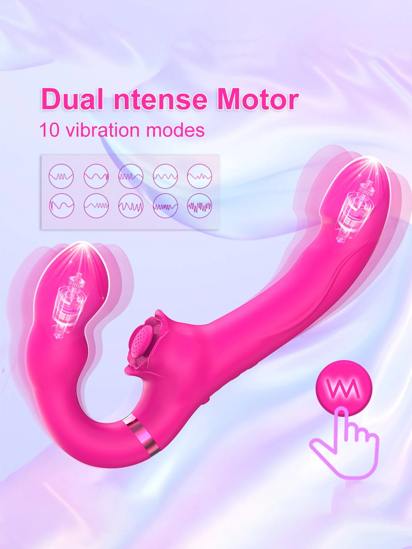 APP Strapless Strap-On G-Spot Dildo Vibrator Realistic Double-Ended Vibrating Butt Plug Anal Sex Toys for Women Lesbians Couples