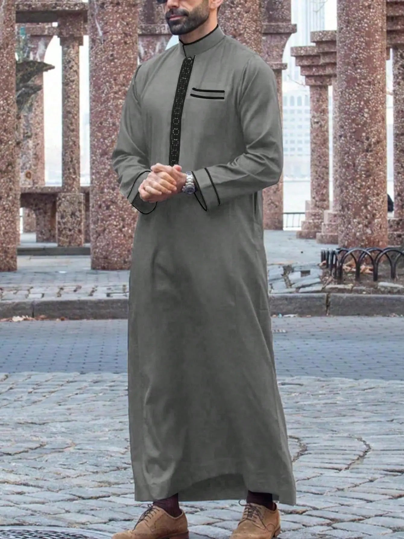 Dishdasha Muslim Men Long Robe Jubba Thobe Abaya Embroidery Kimono Islamic Dubai Saudi Abayas Prayer Kaftan Ramadan Morocco 2025