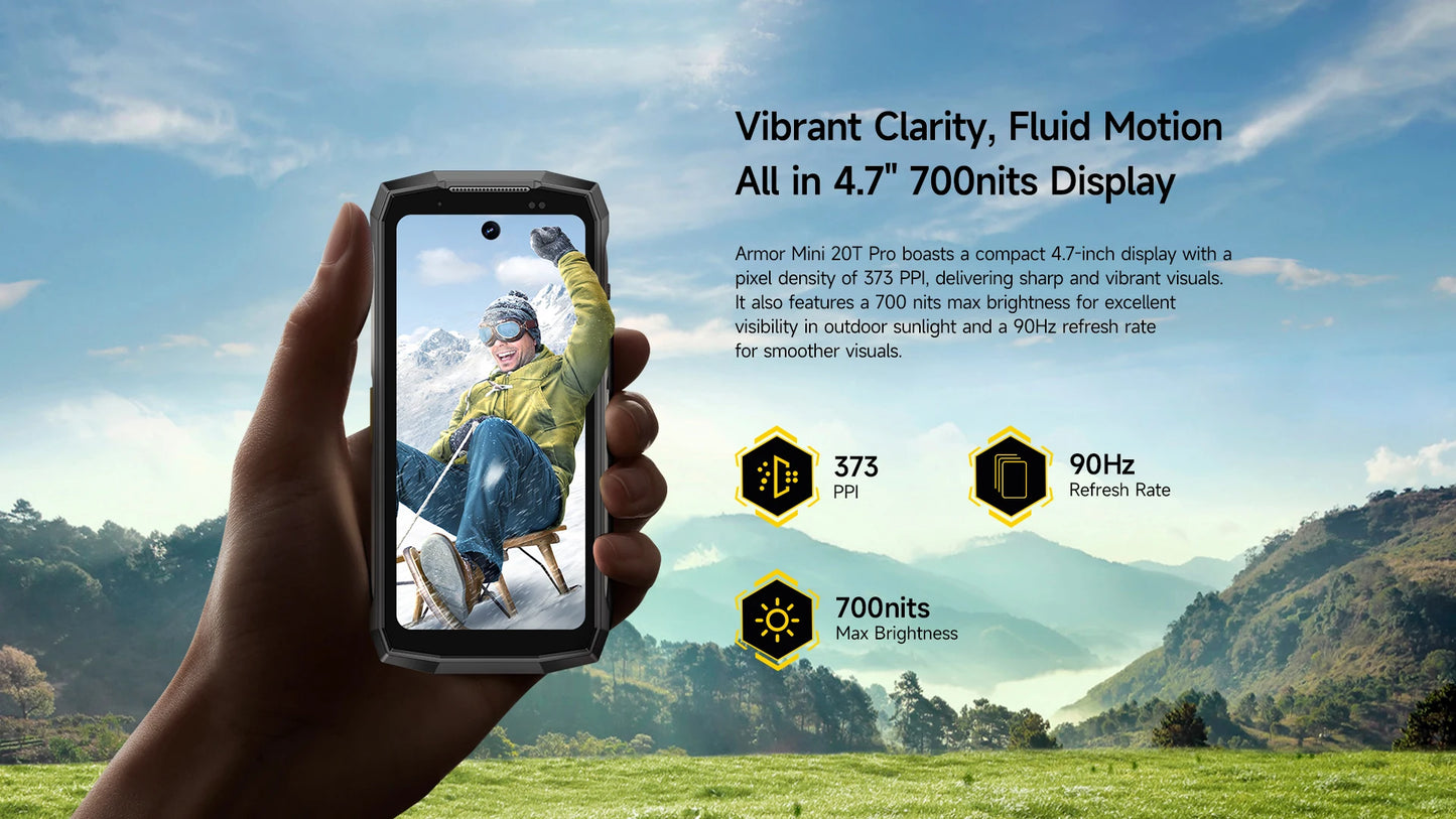 Ulefone 4.7" Rugged Phone Armor Mini 20 Pro 5G Android 14 16+256GB Smartphone LED Light 64MP Night Camera Mobile Phone