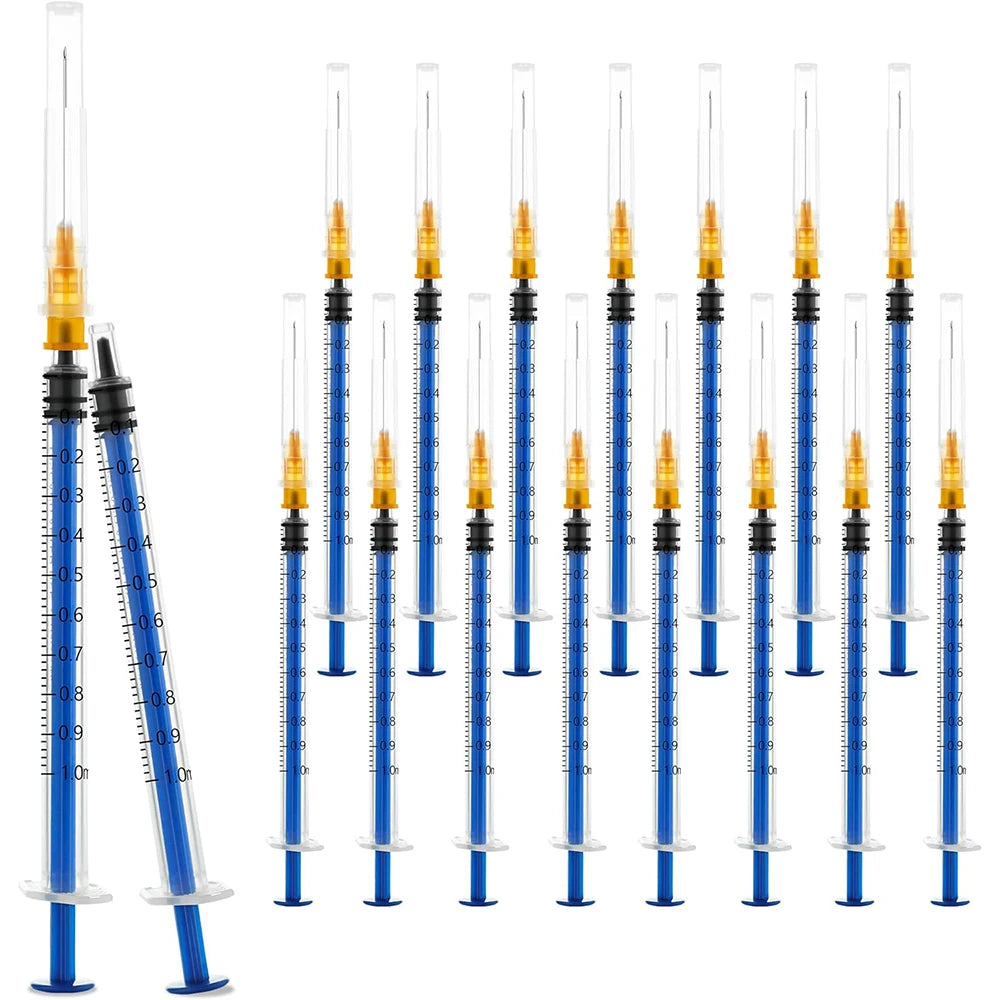 50Pcs/1Pc Disposable 1Ml/Cc Lab Syringe with 1" Needle, Individually Sealed Package