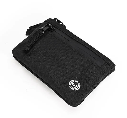 RFID Blocking Mini Travel Wallet Anti‑Scan Card Pouch with Keychain, Portable Coin Purse for Travel Daily Use